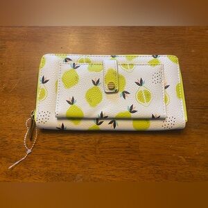 Urban Expressions Lemon-Print Zip Around Wallet - White & Lime